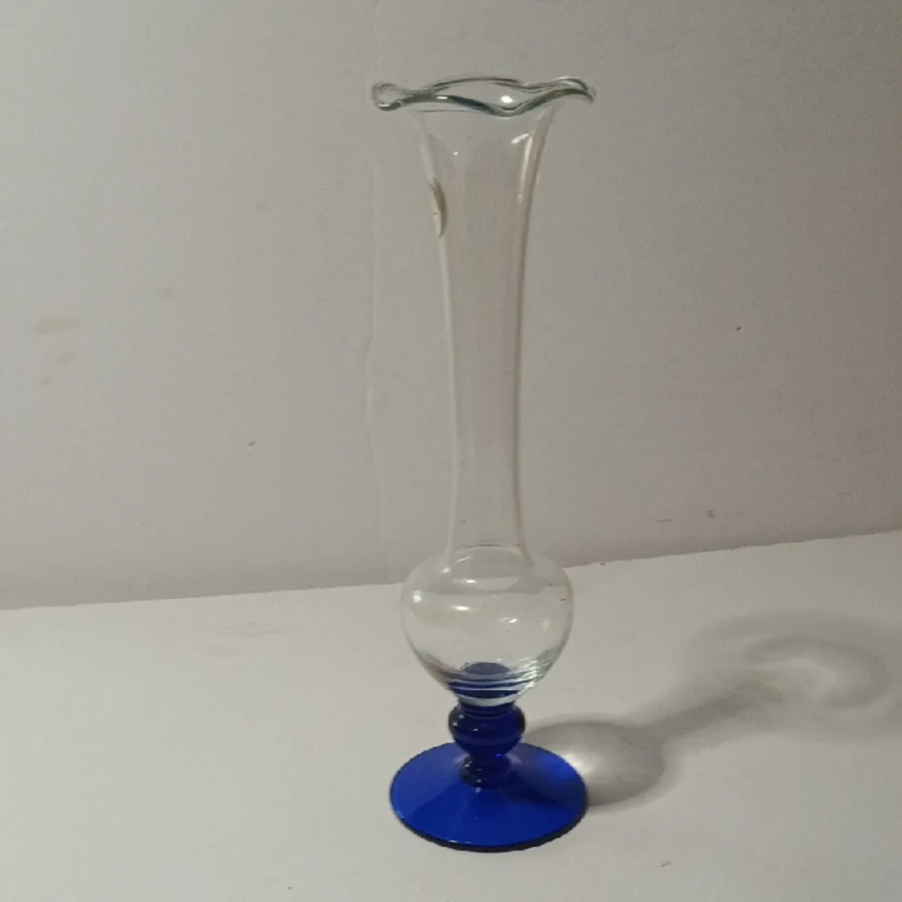 Princess House Clear and Blue Glass Vase
